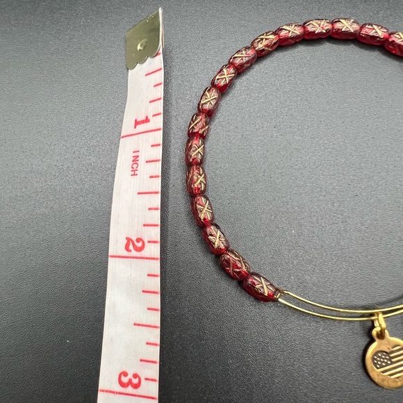 Alex and Ani Gold Tone and Red Bead Bangle Bracelet - Picture 3 of 3